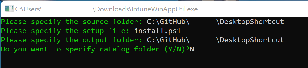 Desktop shortcut package folder structure
